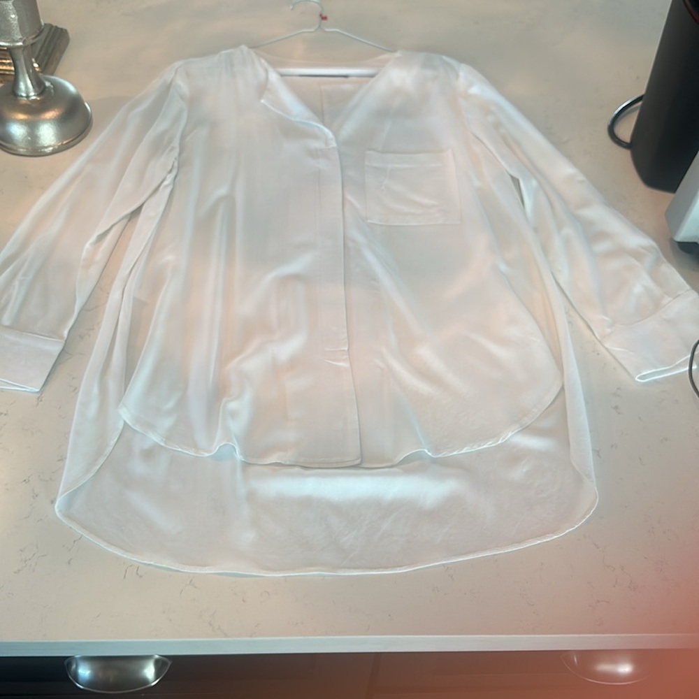 Cream Relaxed Blouse with Mandarin Collar - Picture 4 of 4